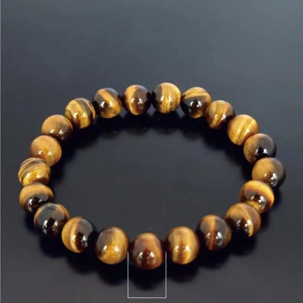 Tiger Eye Bracelet for Men Women Handmade Natural Stone Tiger Eye Beads Bracelet - Picture 3 of 3